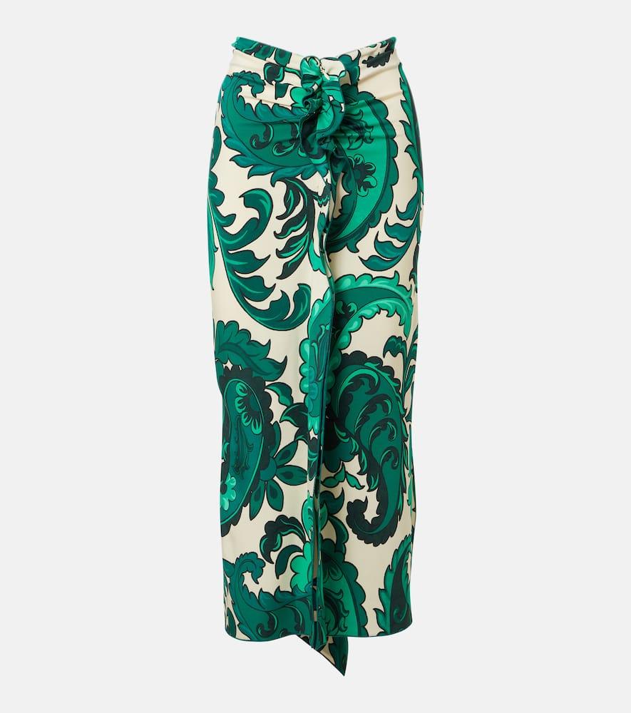 etro paisley ruffled midi skirt