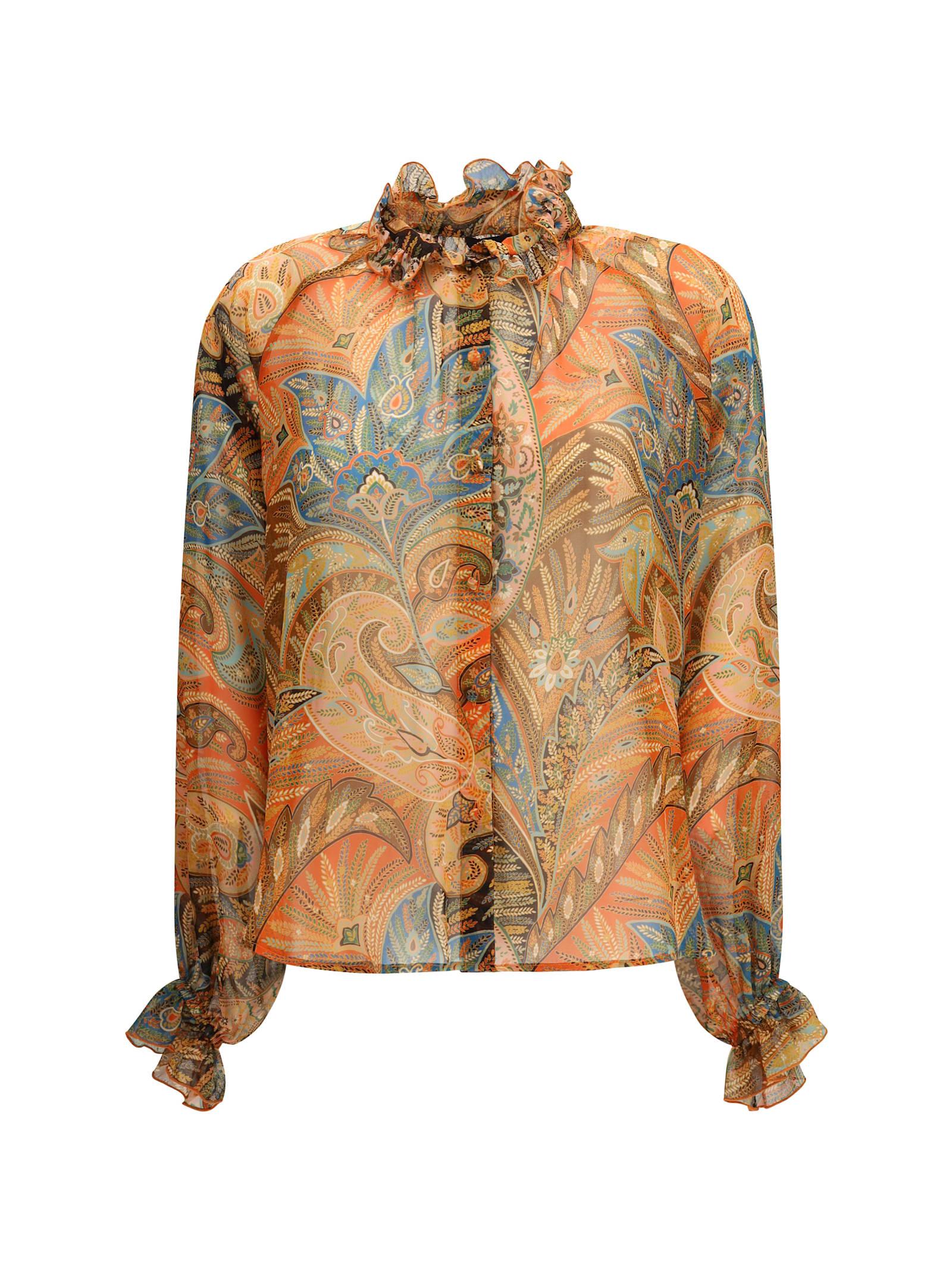 etro paisley ruffled shirt