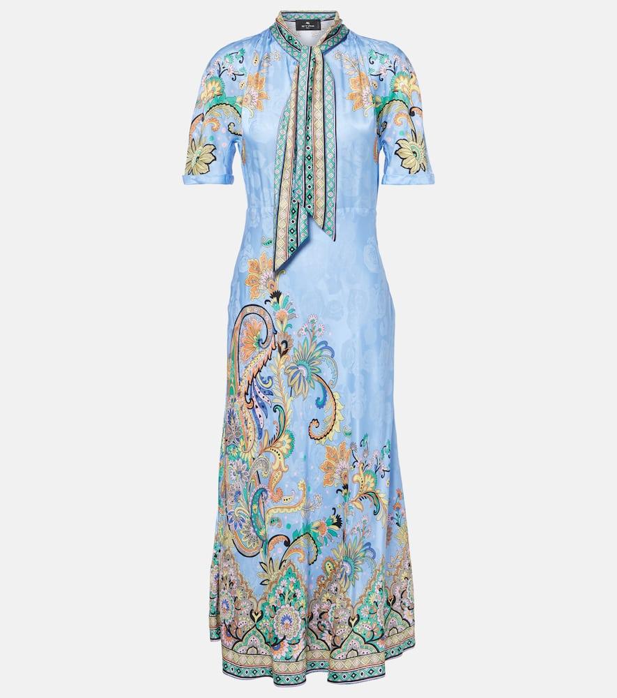 etro paisley satin midi dress