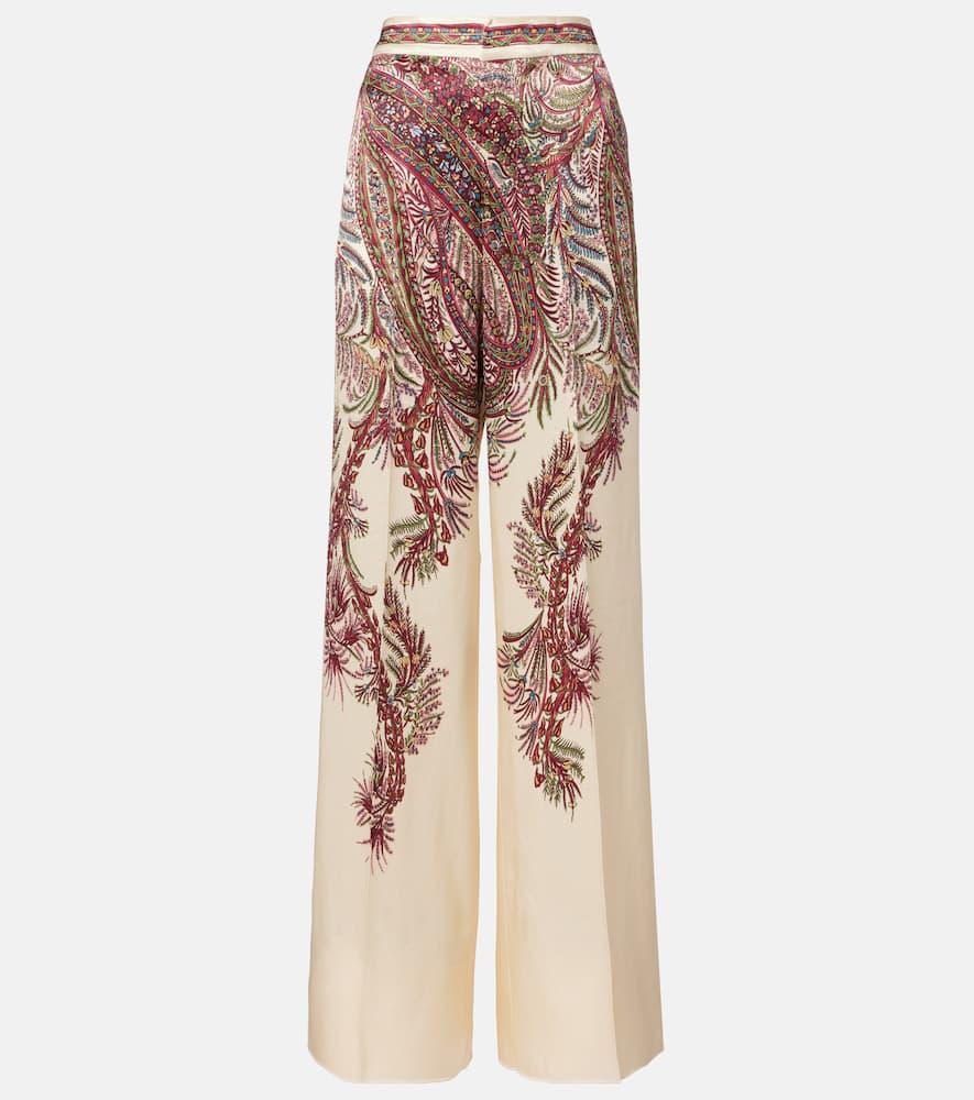 etro paisley satin palazzo pants