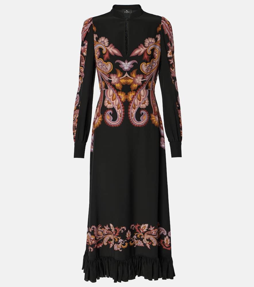 etro paisley silk midi dress