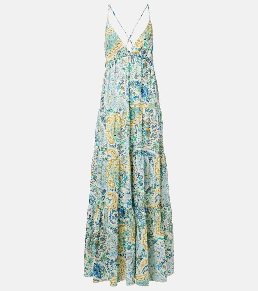 etro paisley tiered cotton maxi dress