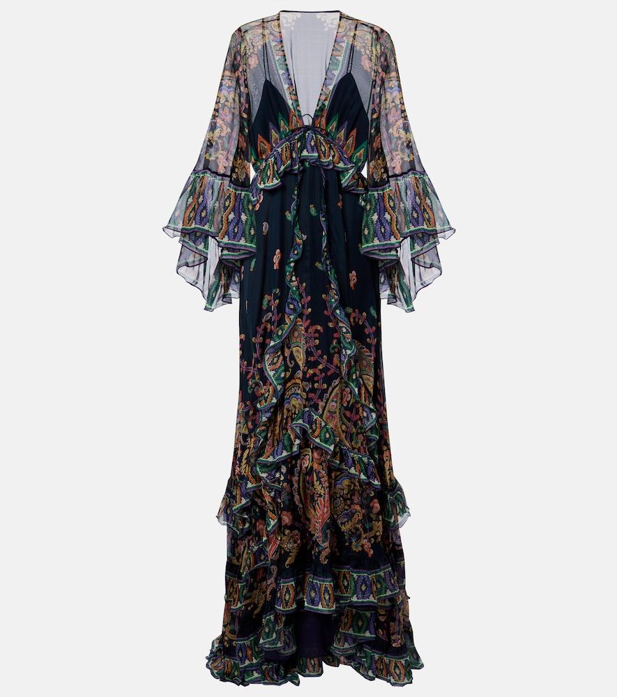 etro paisley tiered silk chiffon gown