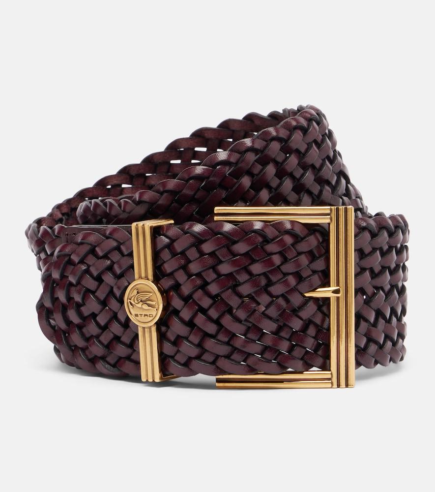 etro pegaso woven leather belt
