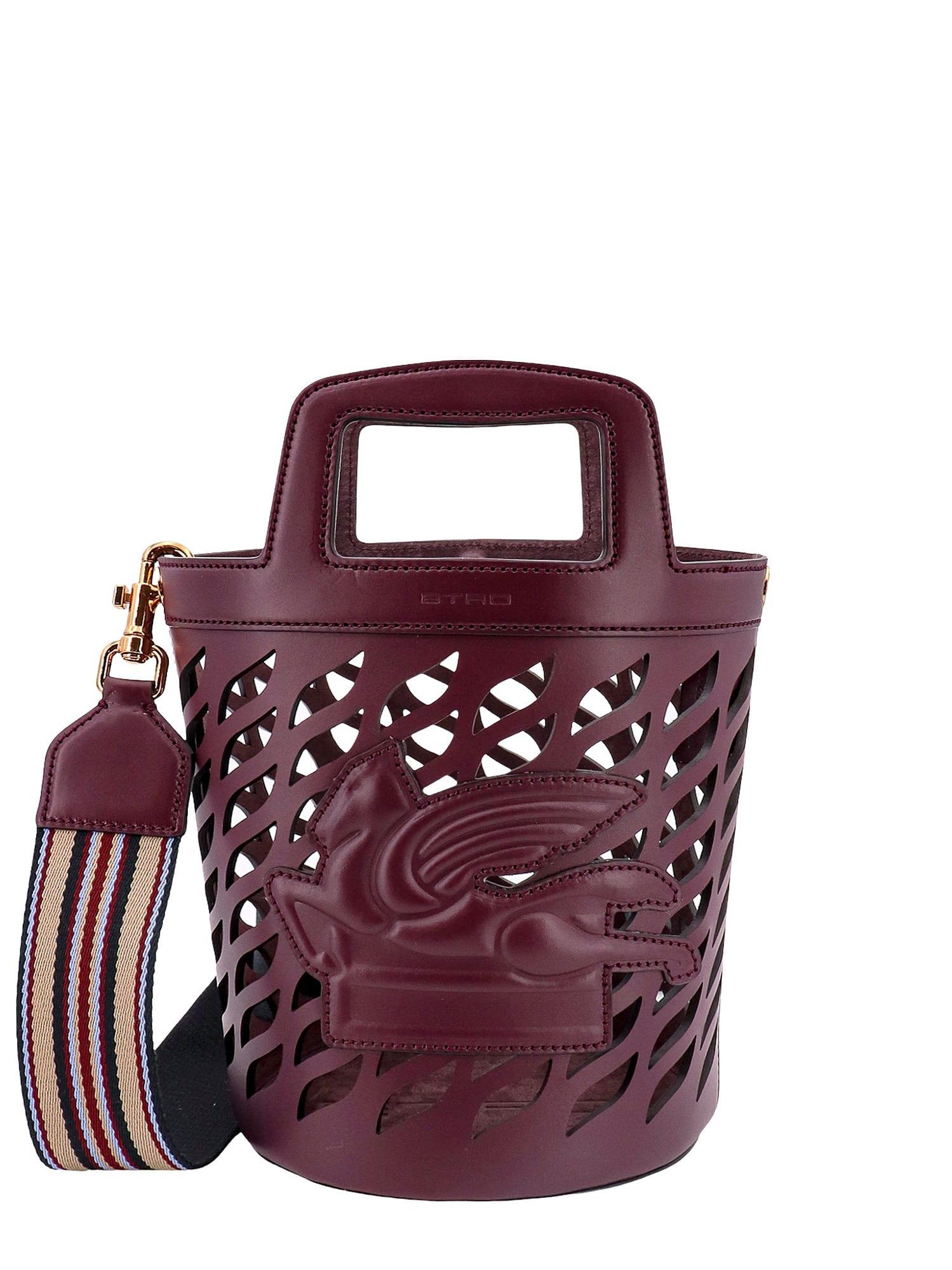etro perforated leather bucket bag with shoulder strap