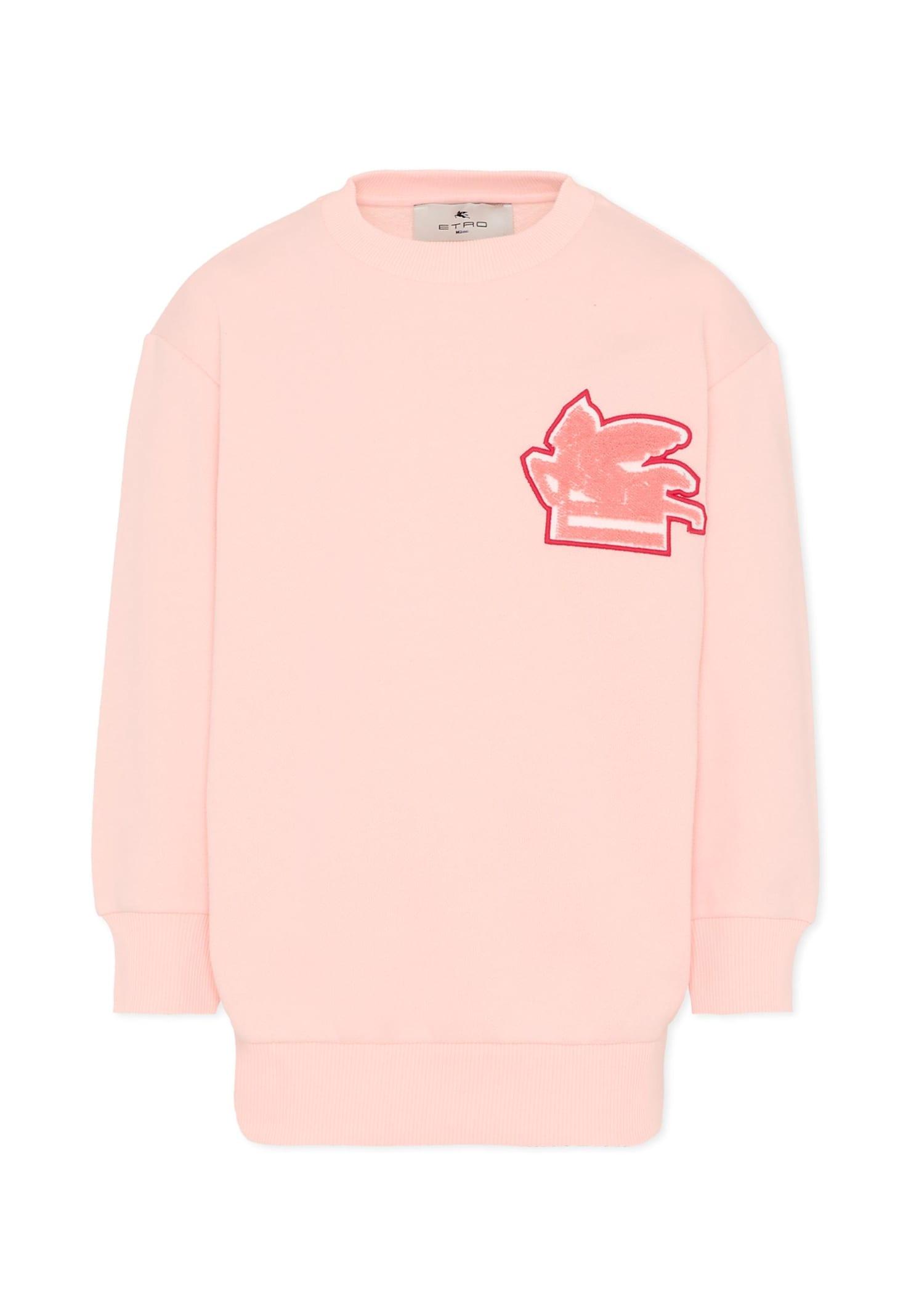 etro pink sweatshirt with pegasus for girl