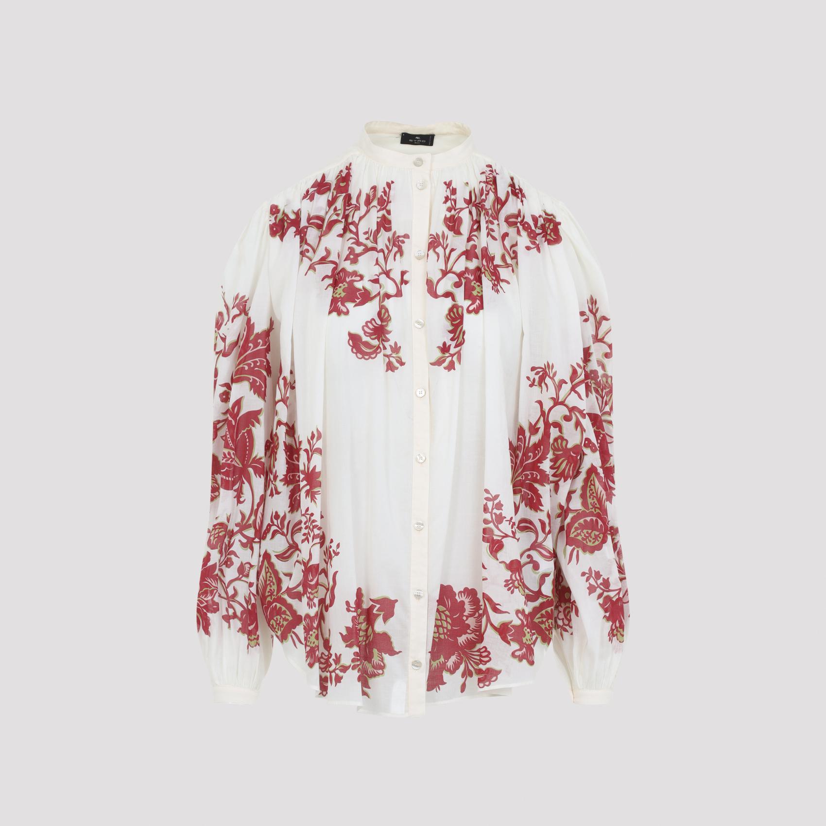 etro pleates band collar shirt white cotton - women