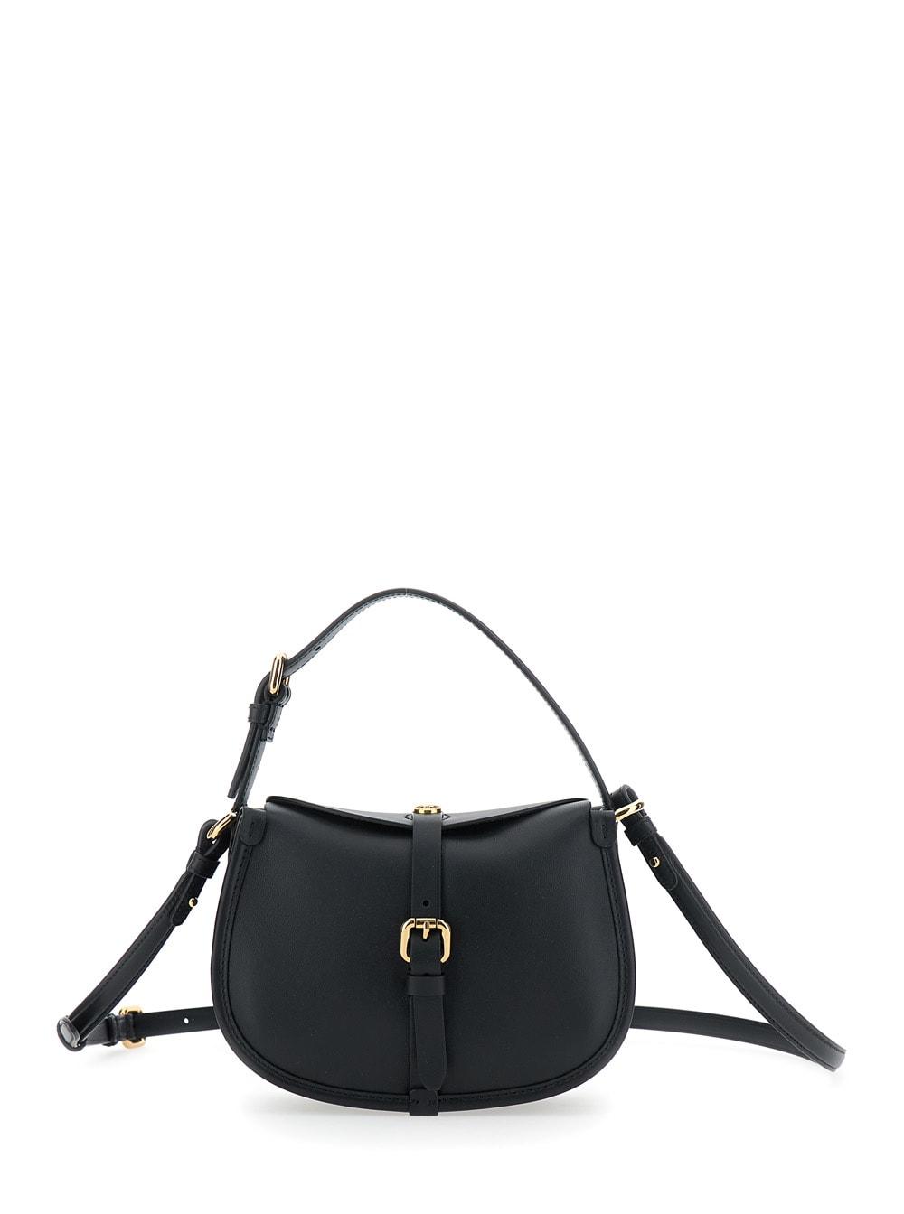 etro pony mini black crossbody bag with removable shoulder strap and belt with buckle on the front in leather woman