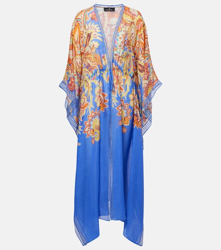 etro printed cotton and silk beach cover