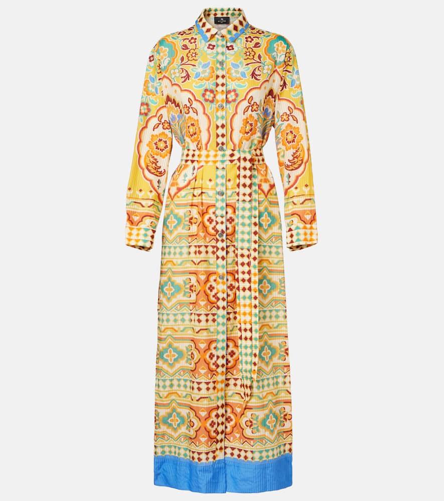 etro printed cotton and silk midi dress