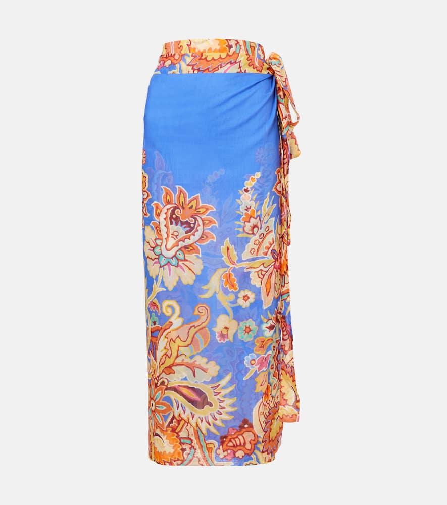 etro printed cotton and silk wrap skirt