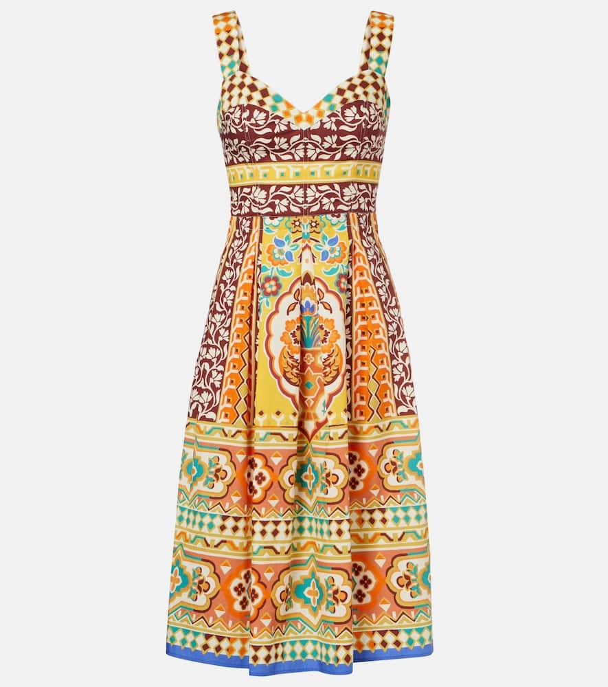 etro printed cotton midi dress