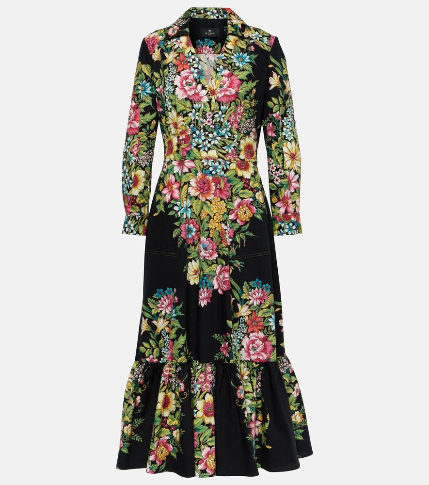 etro printed cotton midi dress
