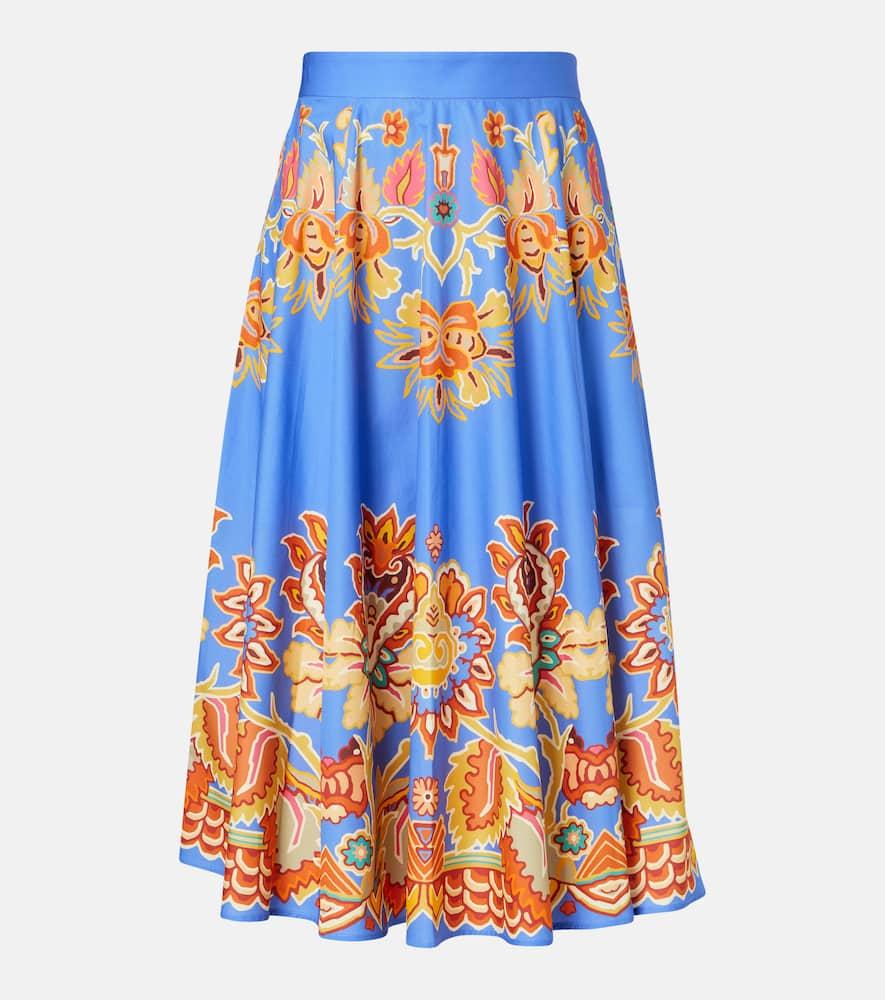 etro printed cotton midi skirt