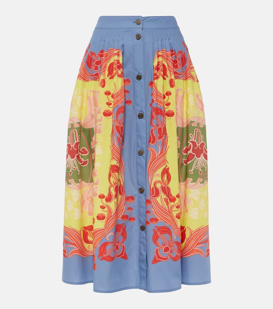 etro printed cotton poplin midi skirt