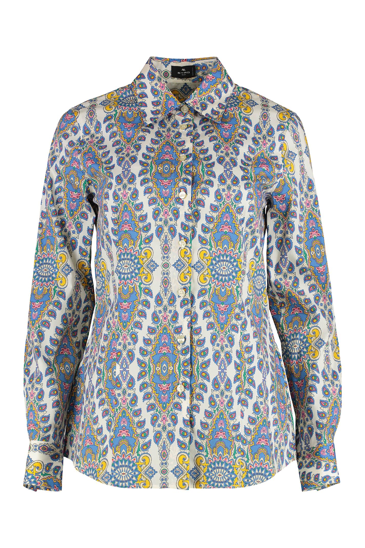 etro printed cotton poplin shirt