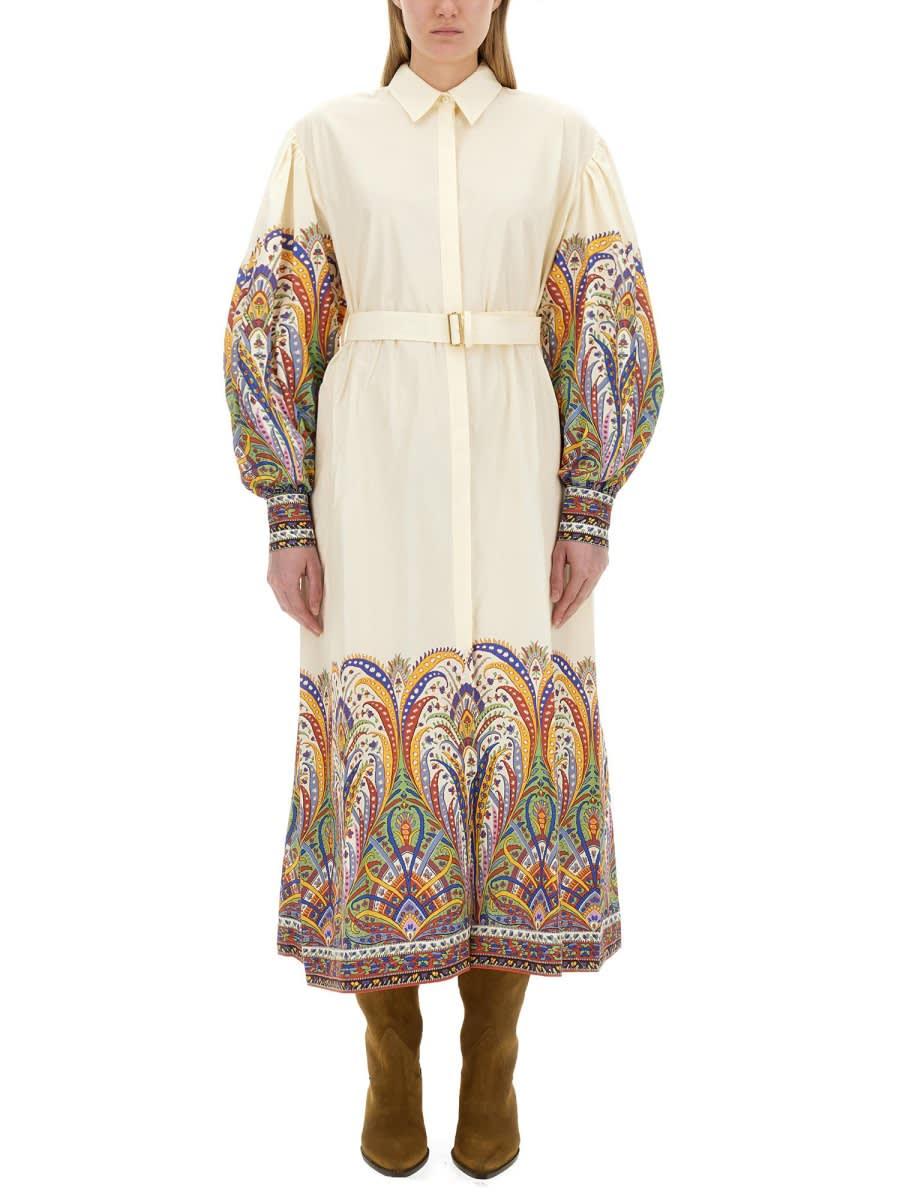 etro printed cotton shirt dress