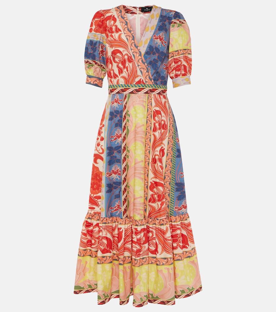 etro printed cotton wrap dress