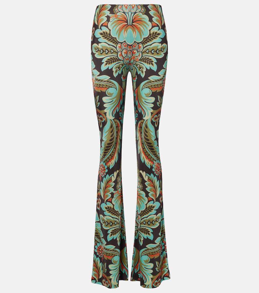 etro printed crêpe jersey flared pants