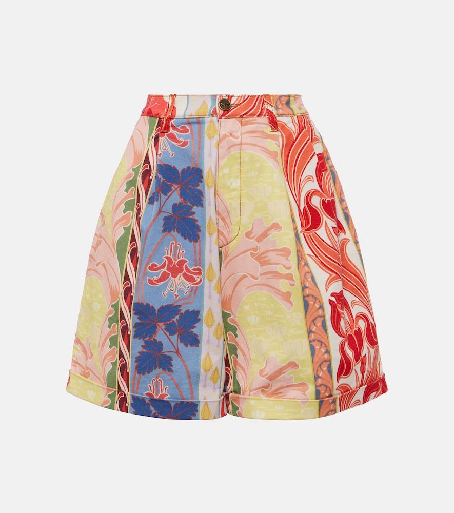 etro printed denim shorts