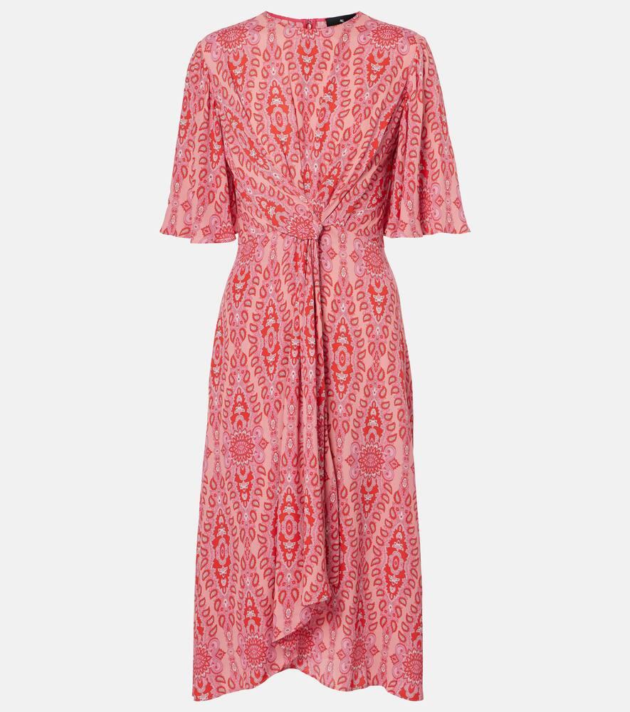 etro printed gathered midi dress