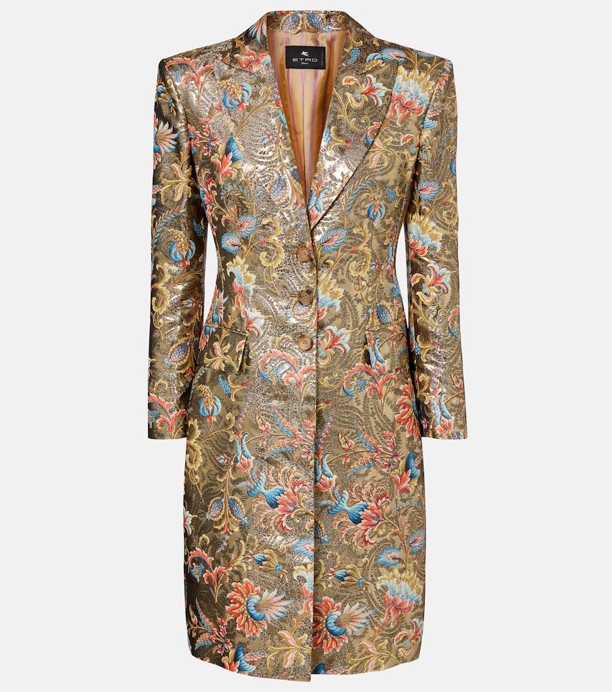 etro printed lamé coat