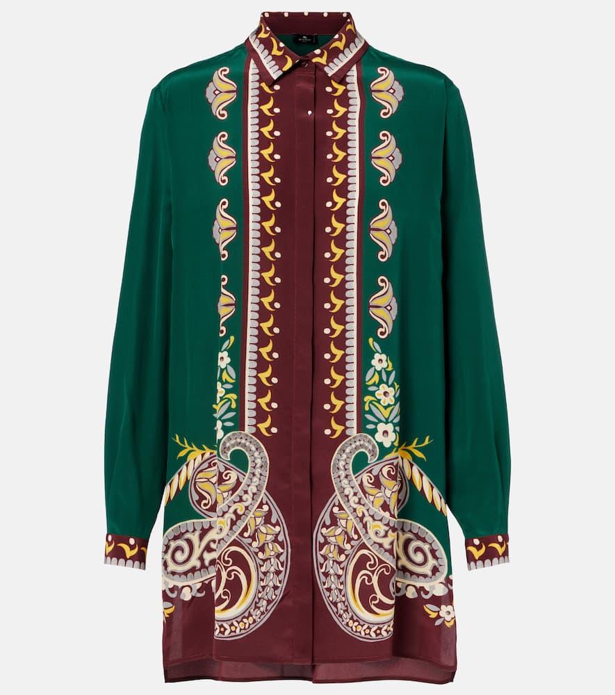 etro printed oversized silk shirt