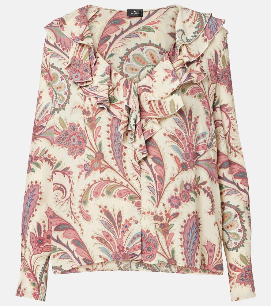 etro printed ruffled blouse