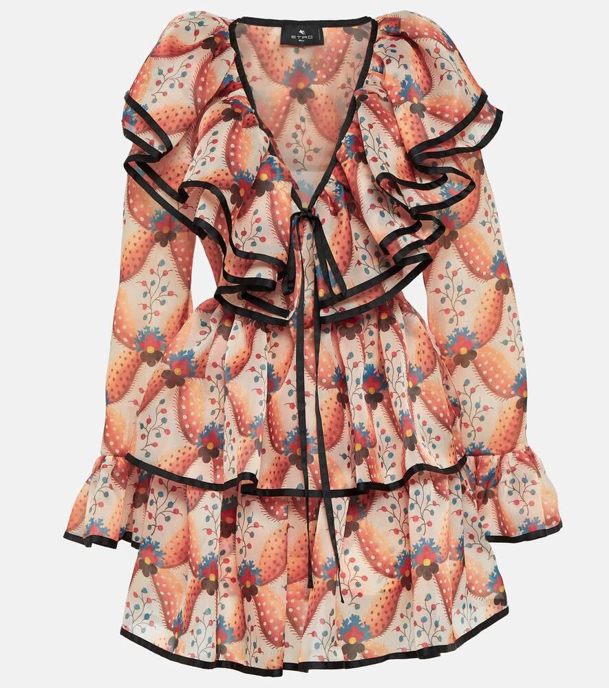 etro printed ruffled minidress