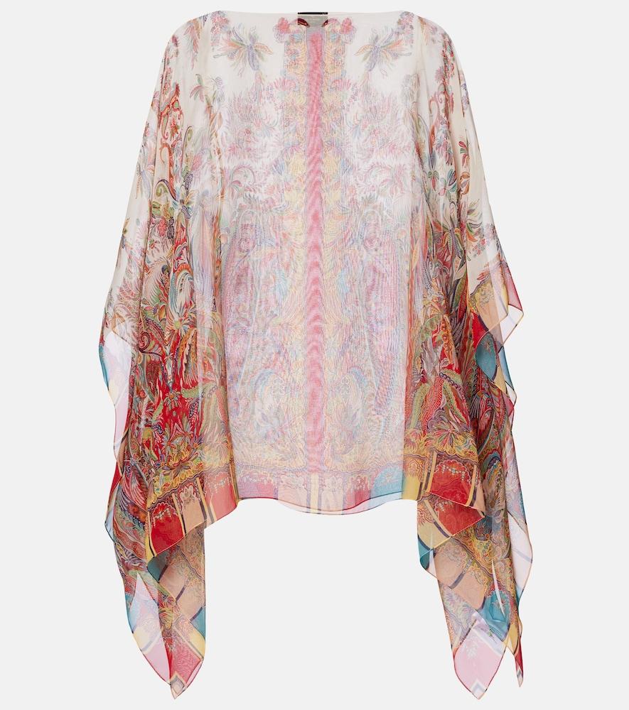 etro printed silk cape