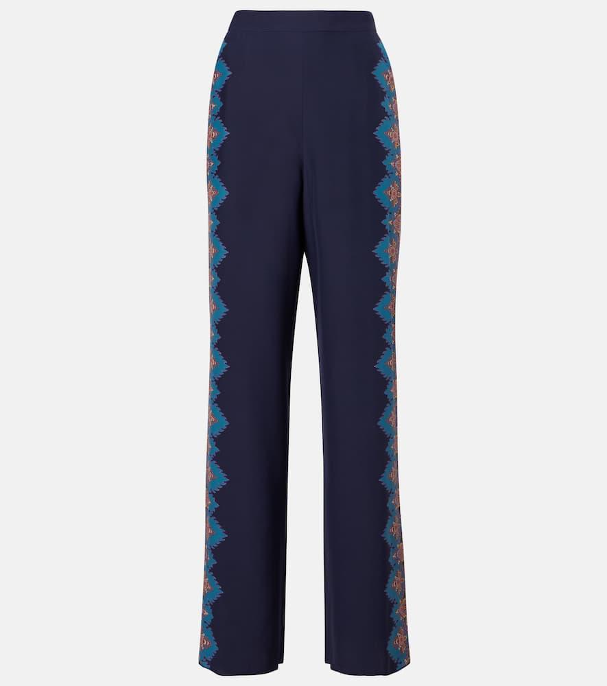 etro printed silk crêpe de chine straight pants