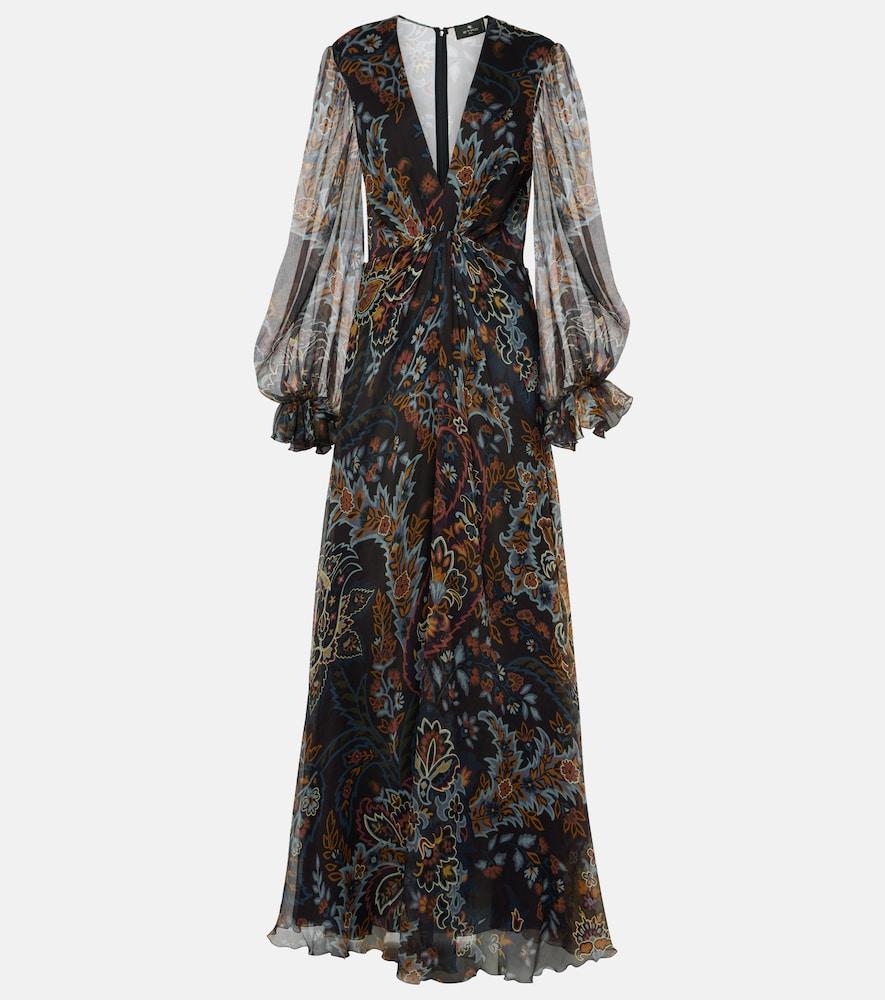 etro printed silk gown