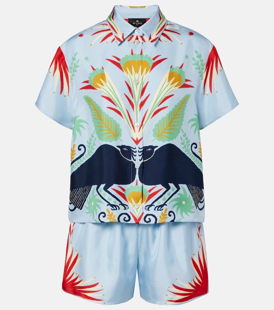 etro printed silk pajamas