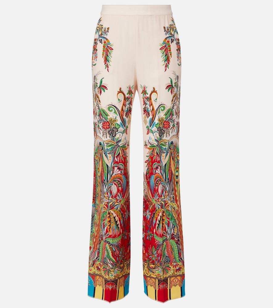 etro printed silk palazzo pants