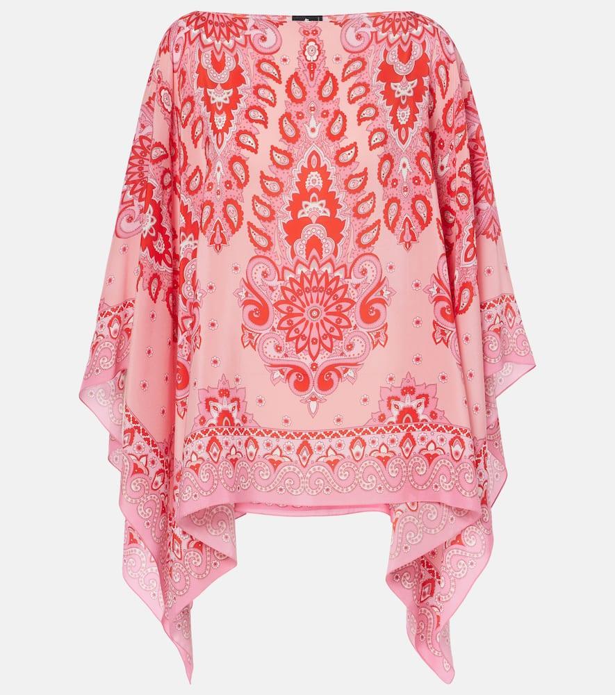 etro printed silk poncho