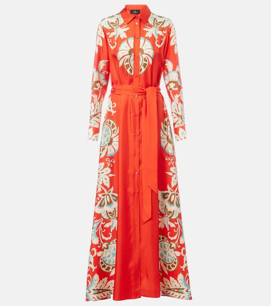 etro printed silk shirt dress