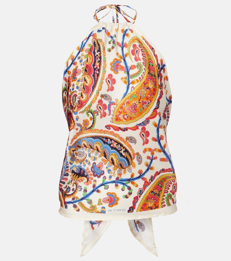 etro printed silk tank top