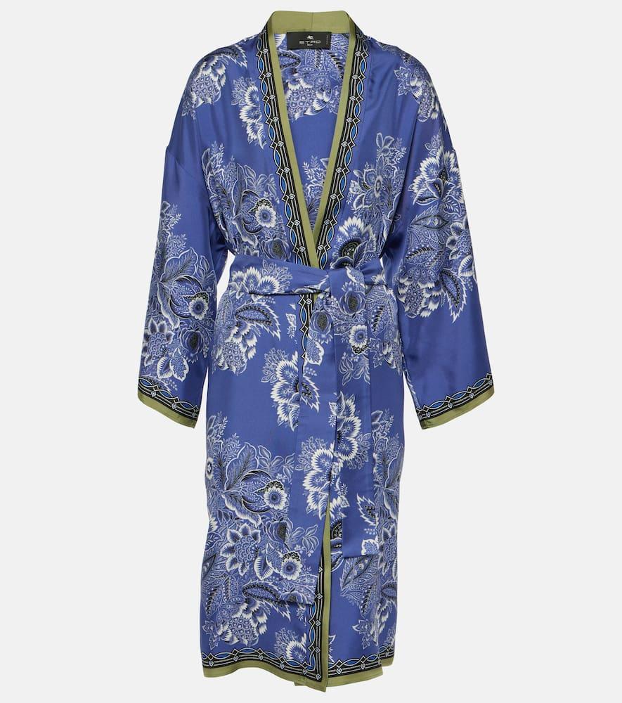 etro printed silk twill robe