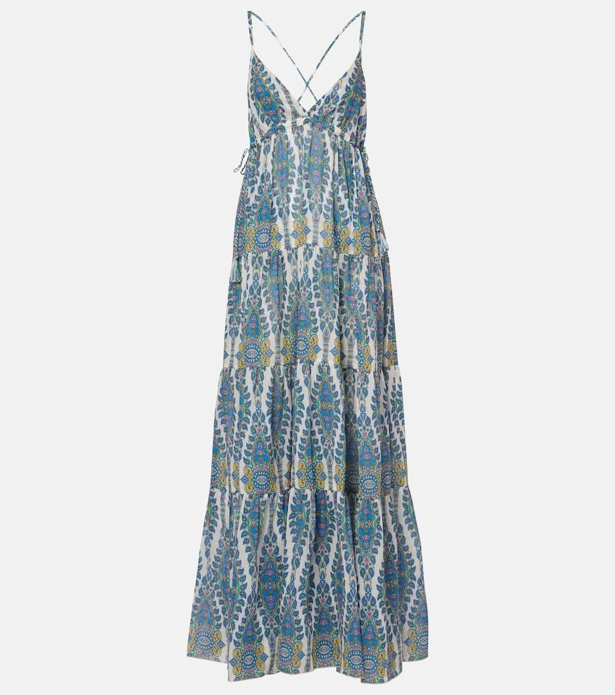 etro printed tiered cotton and silk maxi dress