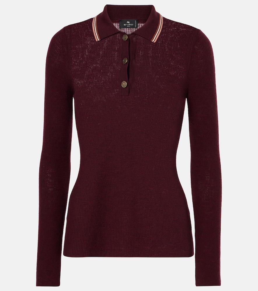 etro printed wool and cotton polo sweater