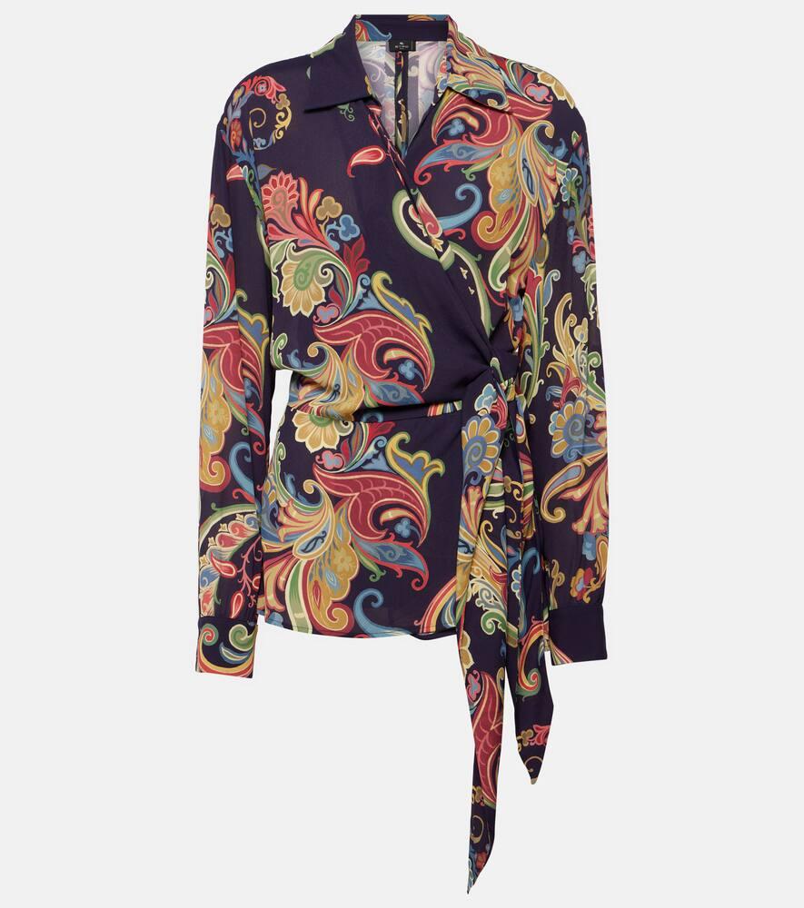 etro printed wrap top