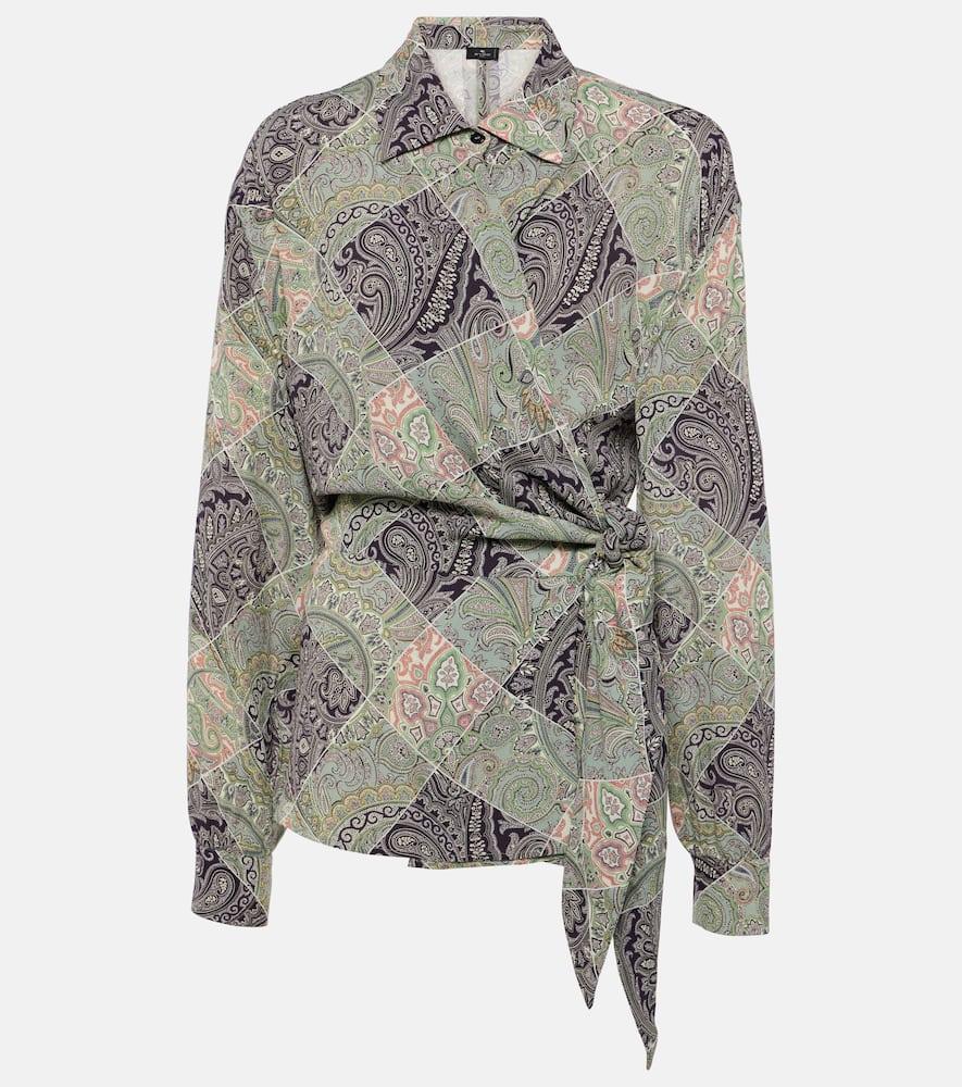 etro printed wrap top