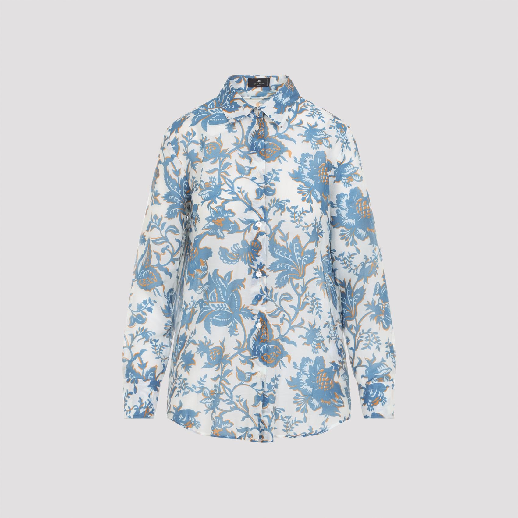 etro regular shirt blue cotton silk - women