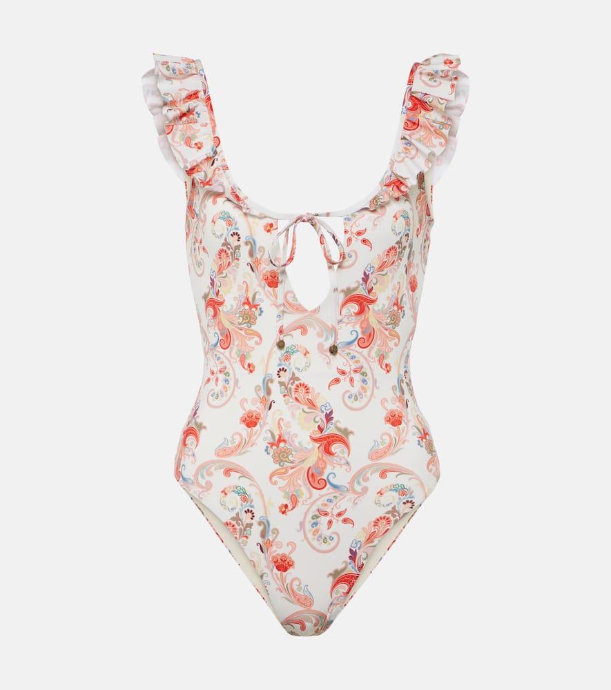 etro ruffled paisley swimsuit