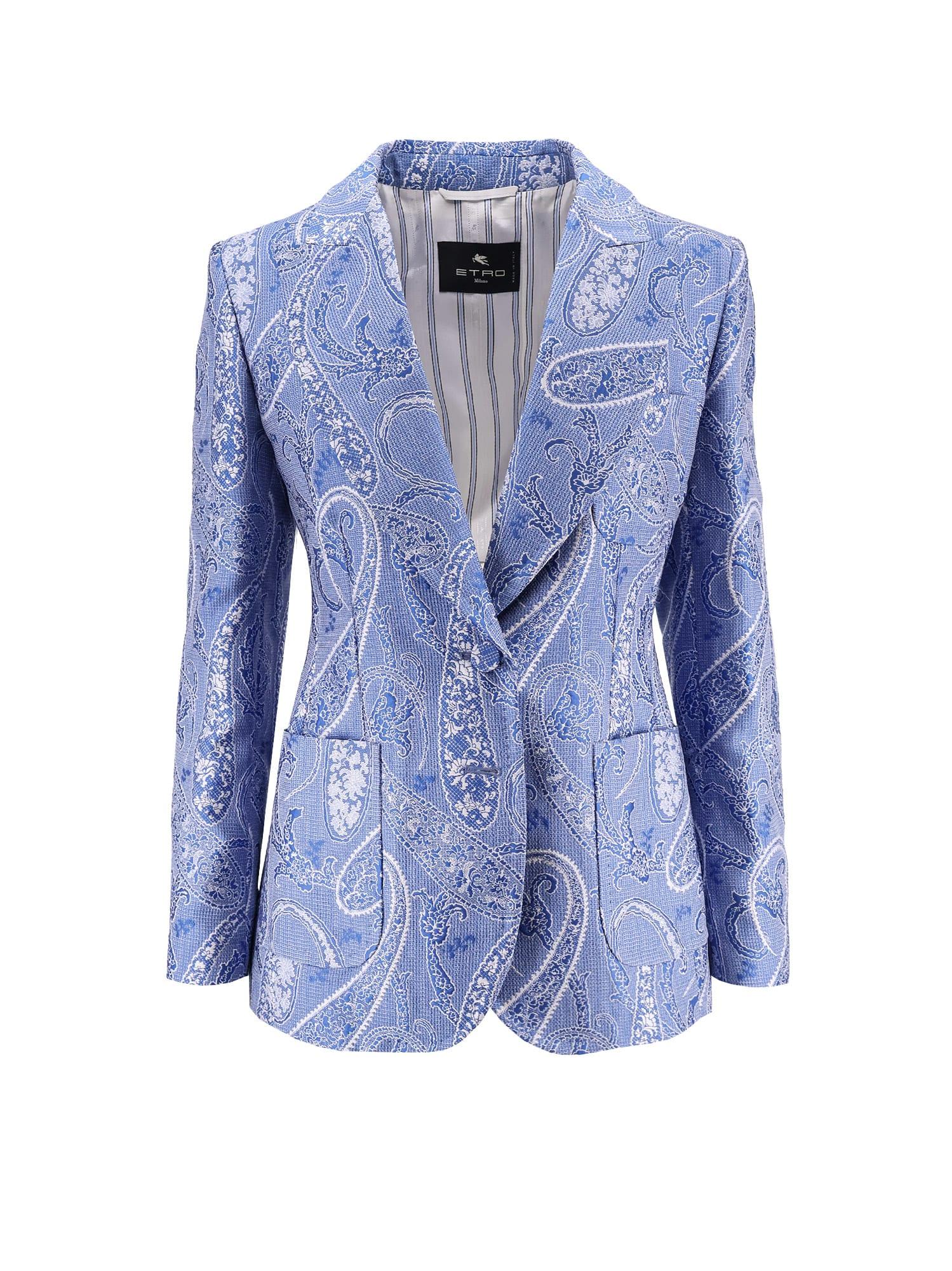 etro silk blend single-breasted blazer
