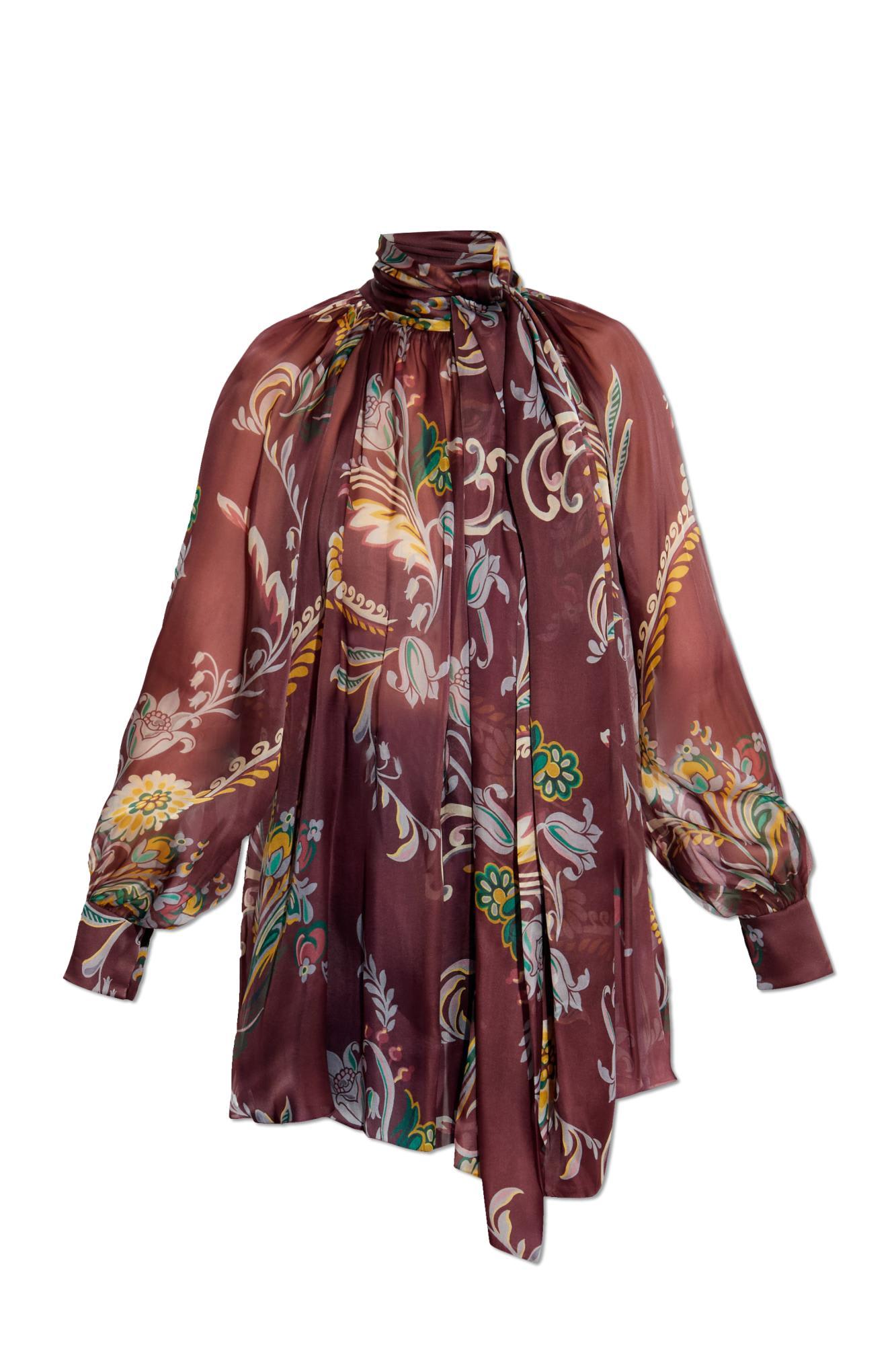 etro silk top with print