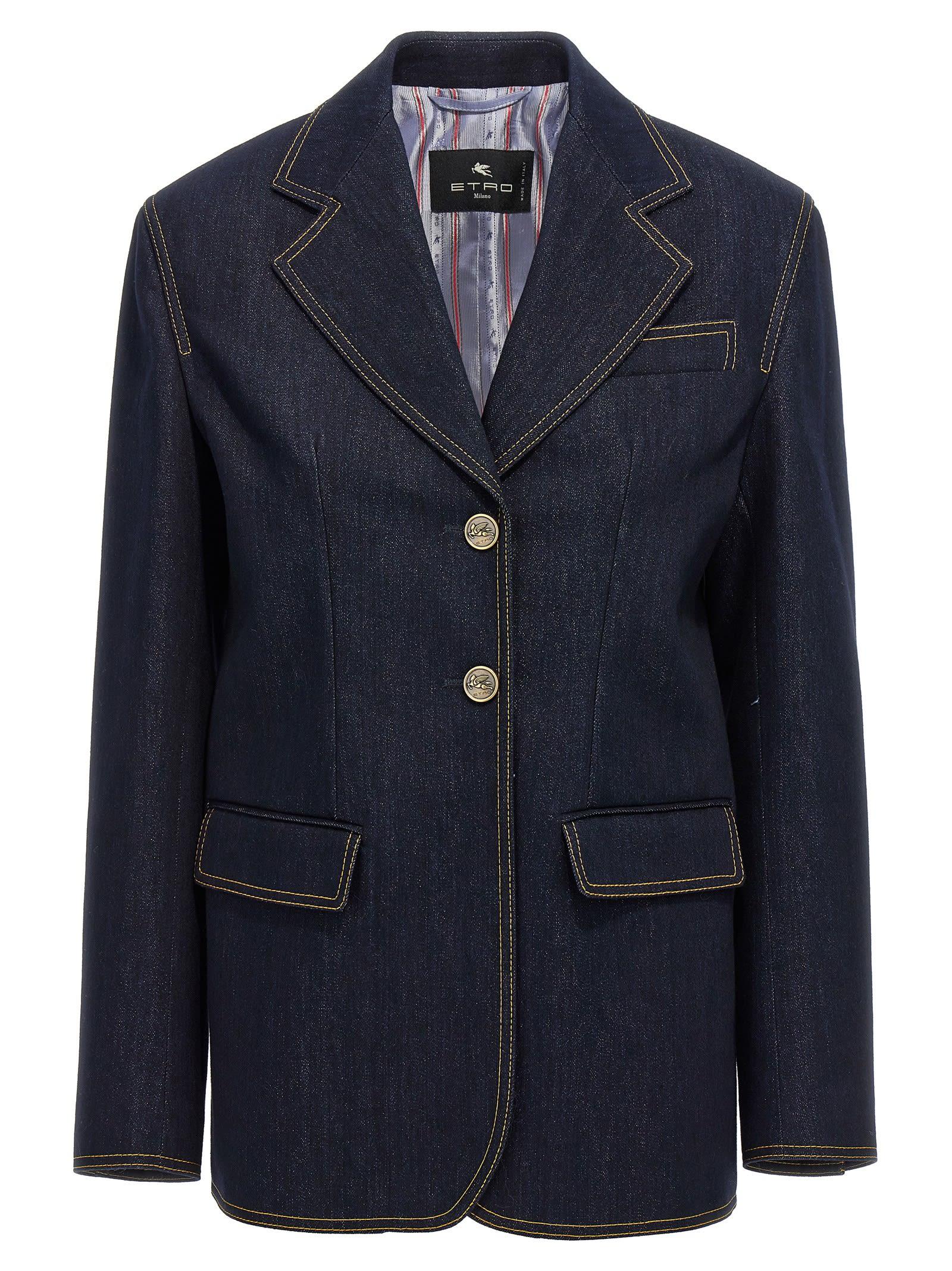 etro single-breasted denim blazer