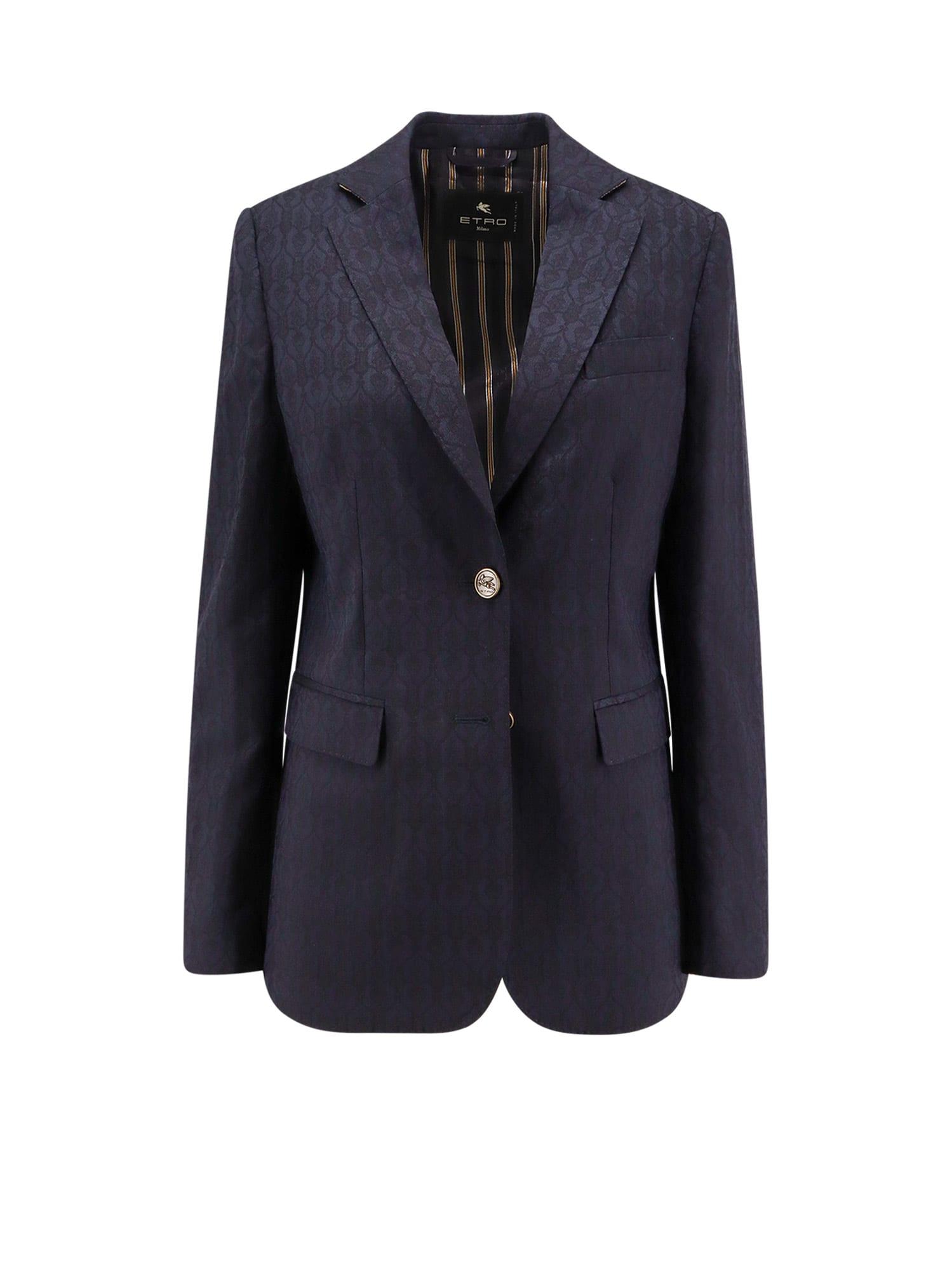 etro single-breasted wool blazer with iconic pattern