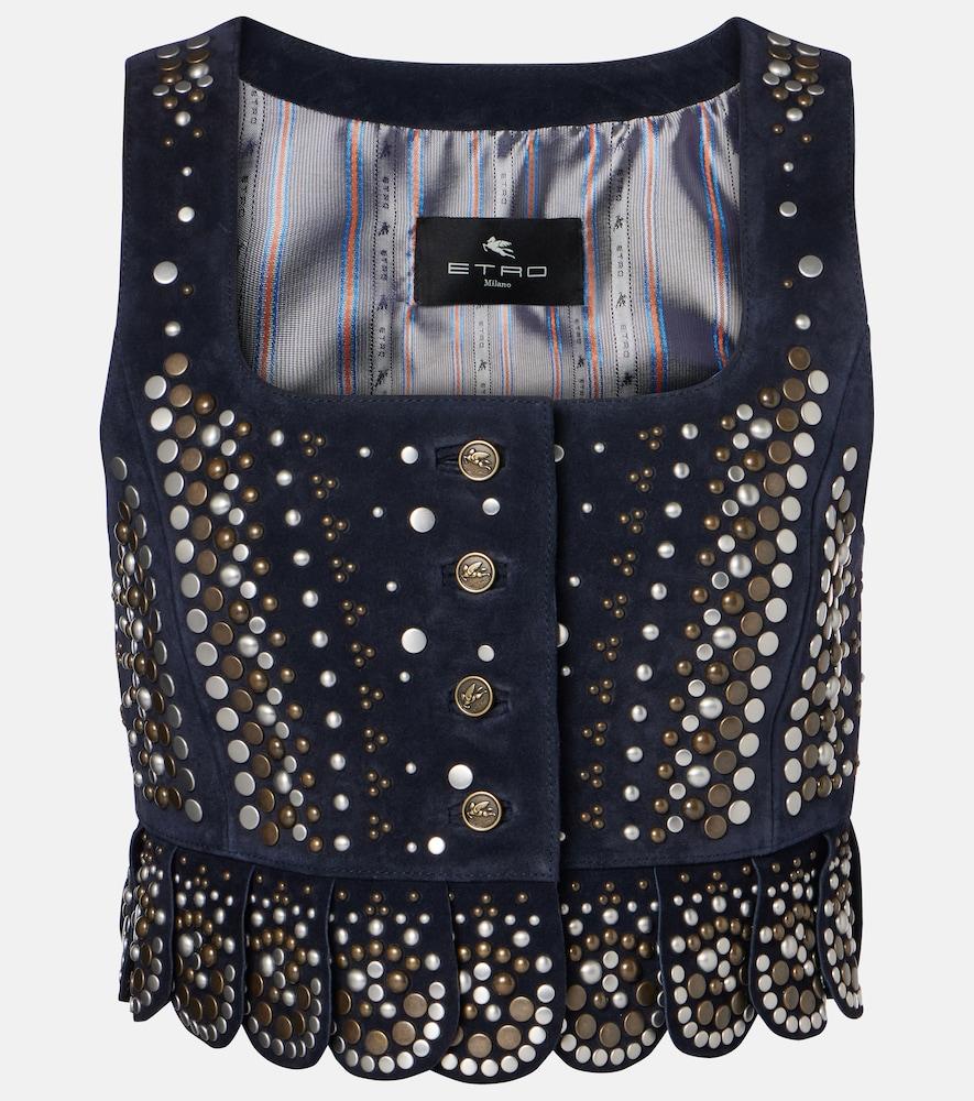 etro studded suede vest