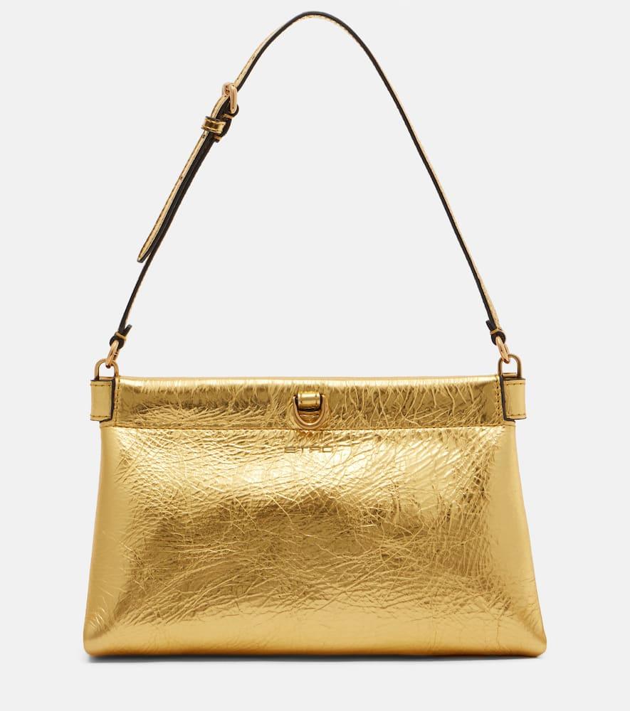 etro talk small metallic leather clutch